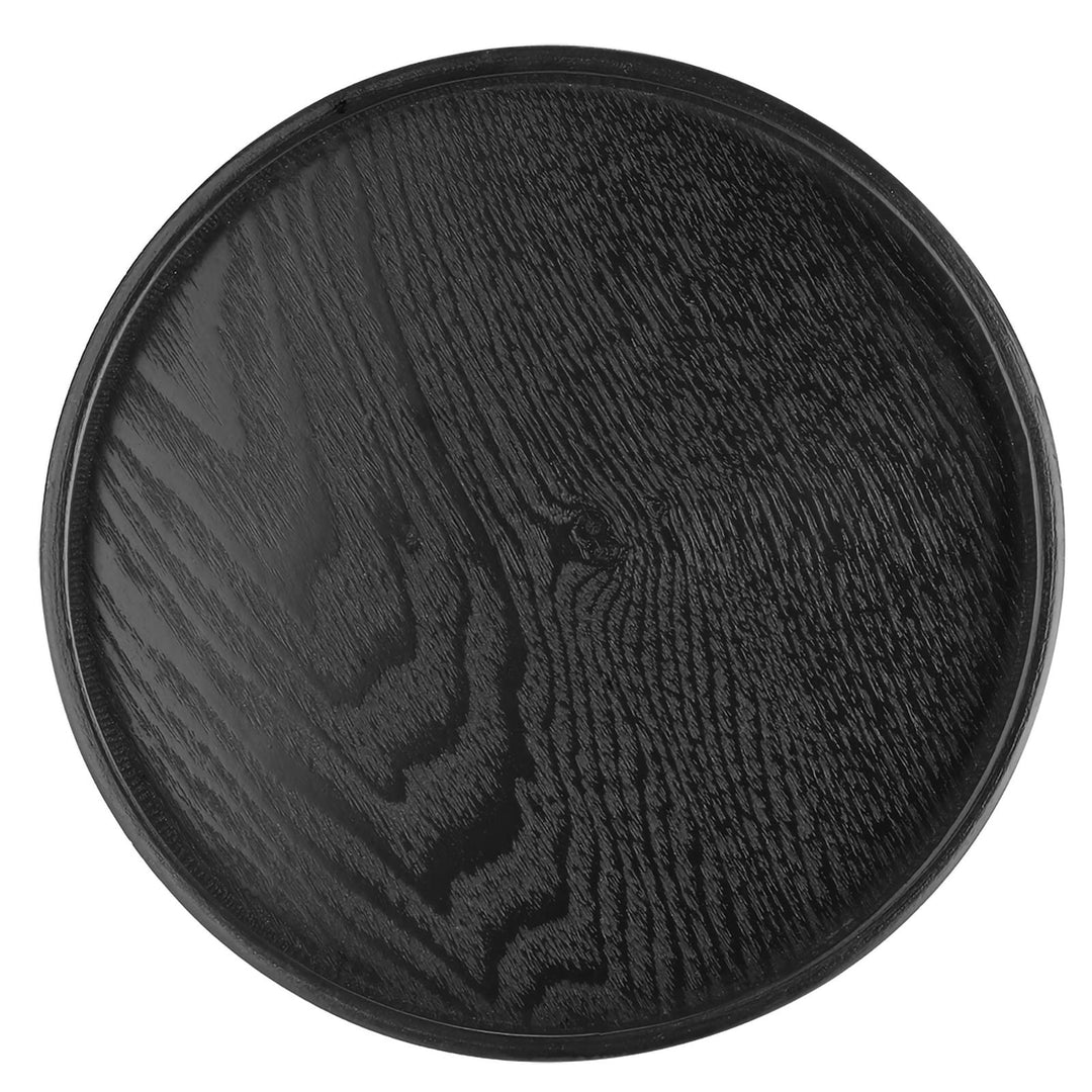 Runder Holz-Serviertablett,Teetablett Schwarzes Holztablett Schwarzes Holz Runde Form Massivholz Tee