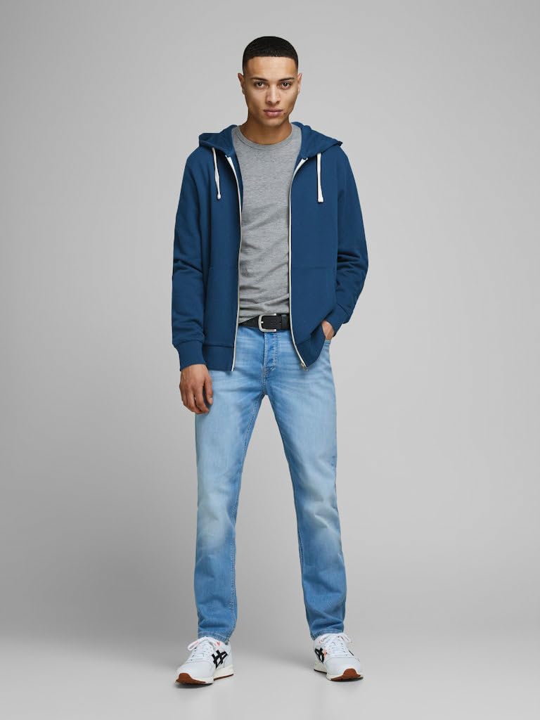 JACK & JONES Herren JJEHOLMEN Sweat Zip Hood S Blau (Insignia Blue/Reg Fit), S Blau (Insignia Blue/R
