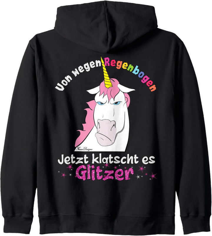 Böses Comic Einhorn klatscht Glitzer lustiges Regenbogen Fun Kapuzenjacke