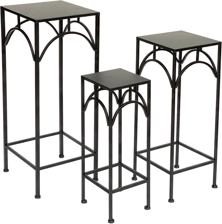 DanDiBo Blumenhocker Metall Schwarz Eckig 50 - 70 cm Blumenständer 96132 3er Set Beistelltisch Blume