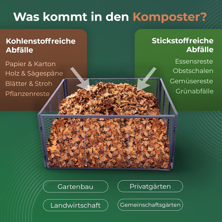 Novatool Garten-Komposter Metall 100x100x50 cm, mit erweiterbarem Stecksytem, pulverbeschichteter Me