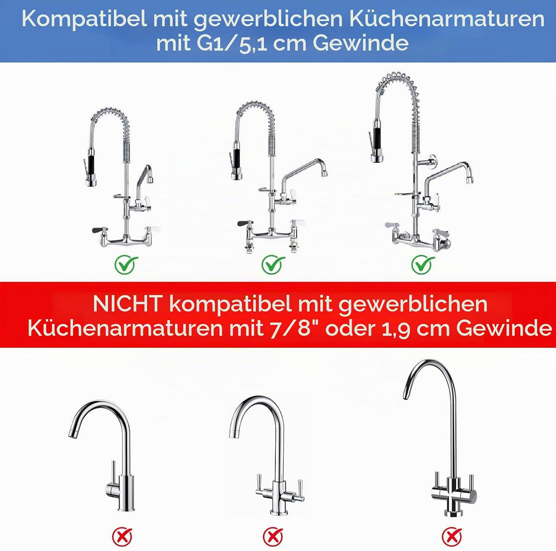 KULACO Profi Gastro Handbrause, Geschirrbrause Messing Ersatzkopf, Küchenspüle Ersatzbrause 1/2" Sta