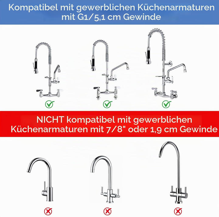 KULACO Profi Gastro Handbrause, Geschirrbrause Messing Ersatzkopf, Küchenspüle Ersatzbrause 1/2" Sta