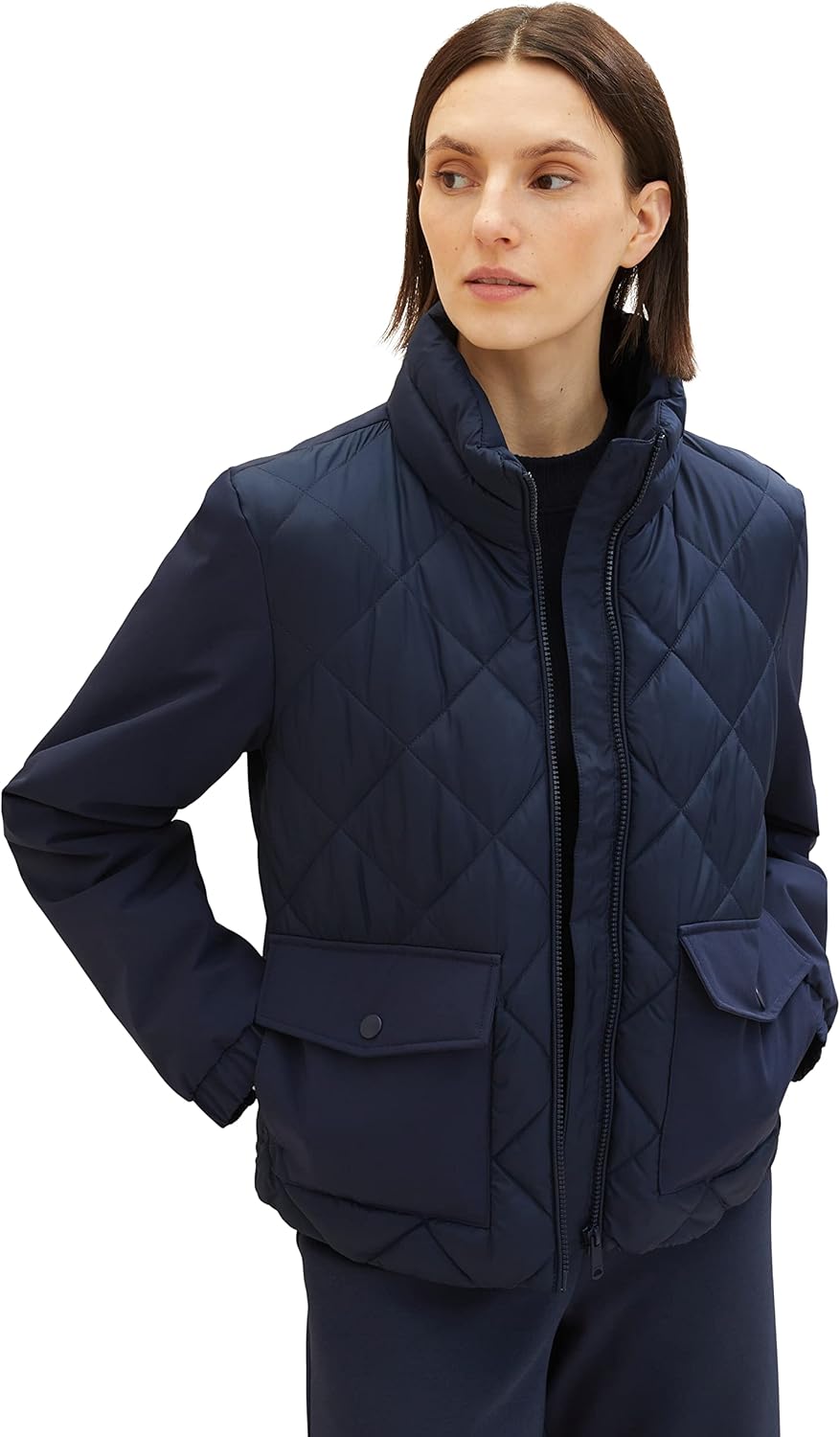 TOM TAILOR Damen Steppjacke mit Stehkragen & Taschen XL 10668 - Sky Captain Blue, XL 10668 - Sky Cap