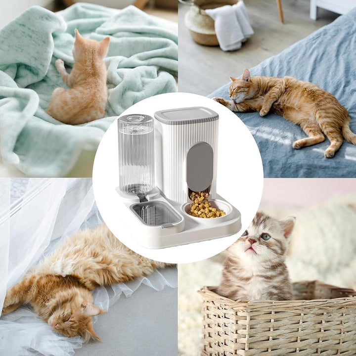 Automatischer Katzenfutterspender - Hundefutter- und Wasserspender - 2 in 1 Futterstation Vorratsbeh