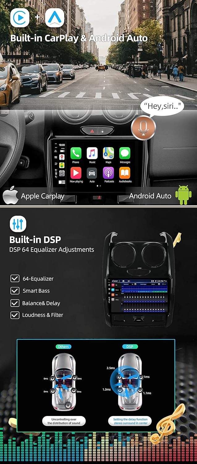 JOYX Android 12 IPS Autoradio Passt für Renault Duster (2015-2017) - 4G+64G - Eingebaut DSP/Carplay/