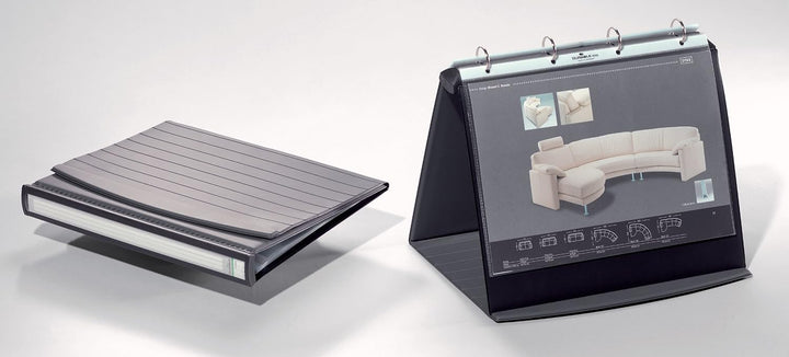 Durable Tisch-Flipchart Durastar, mit 10 PP-Hüllen, A4 quer, beschriftbar &amp; erweiterbar, basalt, 856