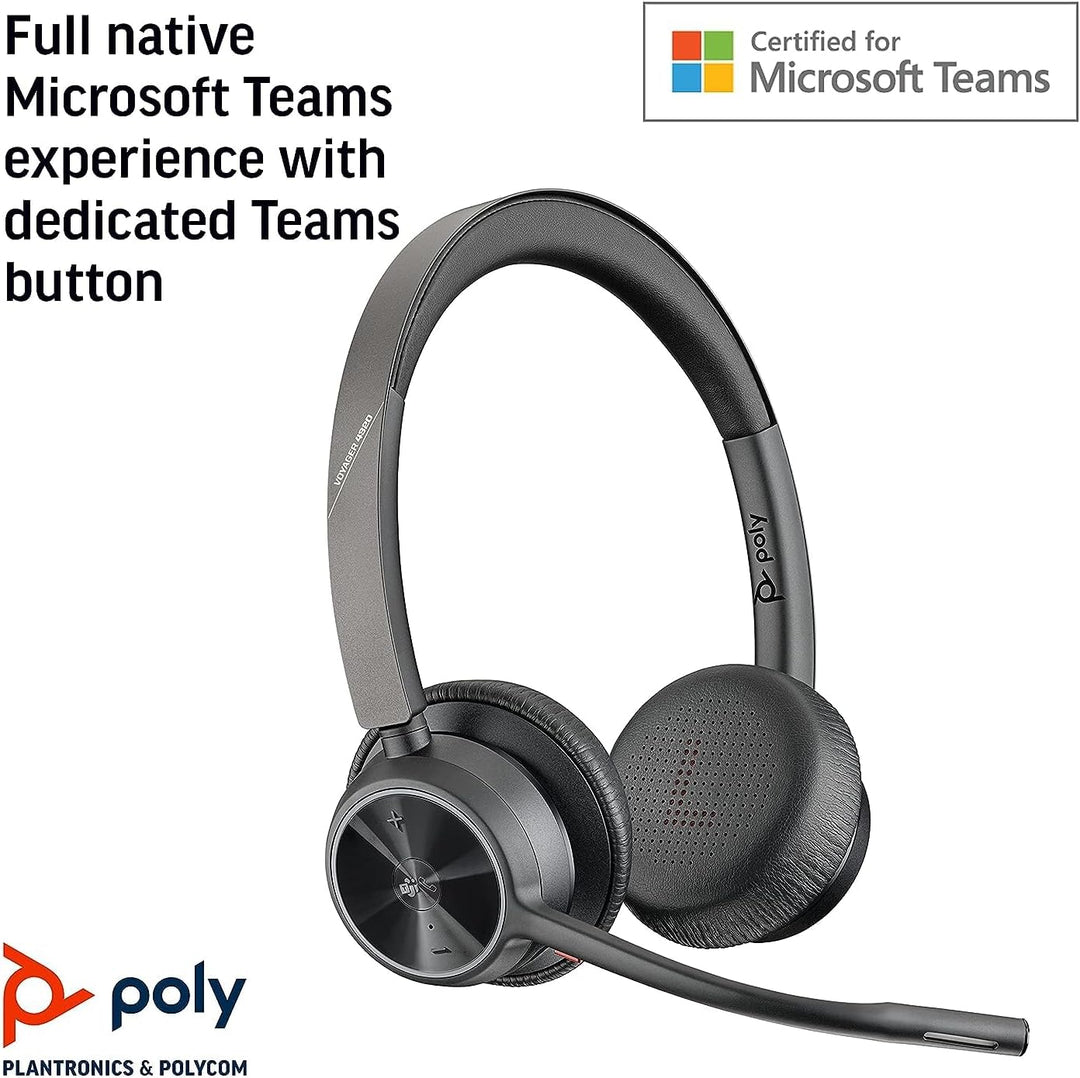 Plantronics Voyager 4320/R UC Stereo-Headset, kabellos, Geräuschunterdrückung, Schwarz