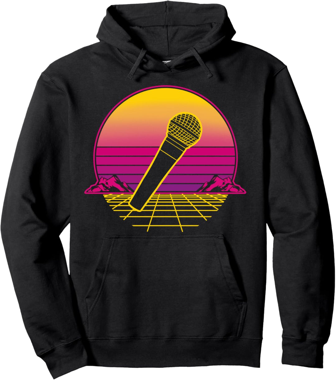 Mikrofon Sänger Musiker Retro Vintage Sunset Geschenk Pullover Hoodie