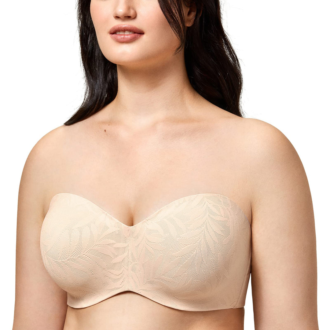 AISILIN Damen Trägerloser BH Grosse Grössen Minimizer Bandeau BH mit Bügel Spitze Multiway Ungefütte