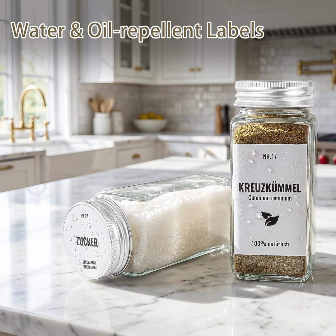 24pcs Gewürzgläser Eckig mit Aluminiumdeckel, 120ml Glasbehälter mit Streueinsatz, Luftdichte Gewürz