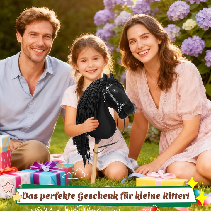 Hobby Horse, A3 Kopfgrösse Steckenpferd Kinder, Hobby Horsing mit Weichem Plüschhalfter, Fliessendem