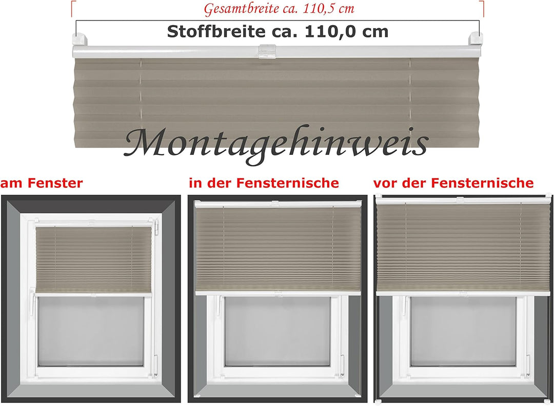 npluseins Plissee - vormontiert und mit Klemmfixierung am Fensterahmen - kinderleichte 3-Step Montag