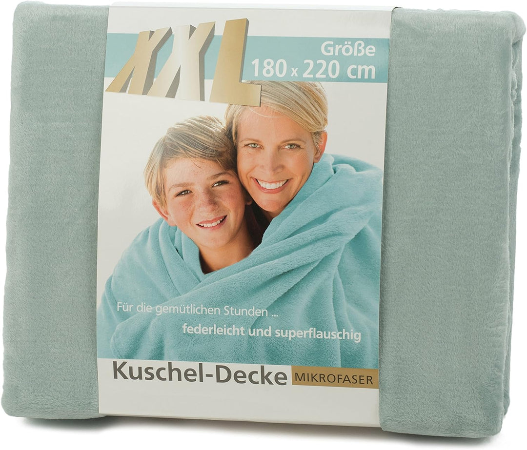 Gözze - Wohn- und Kuscheldecke, Memphis, Hohes Stoffgewicht 300 g/m², 180 x 220 cm - Aqua 180 x 220