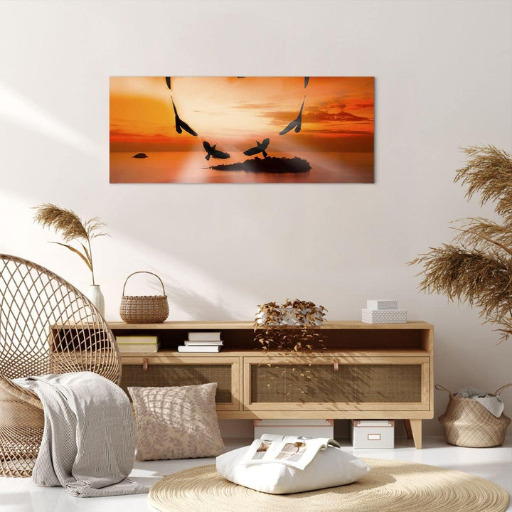 Panorama Bilder auf Leinwand 100x40cm Leinwandbild Natur Landschaft Insel Meer Gross Wanddeko Bild S