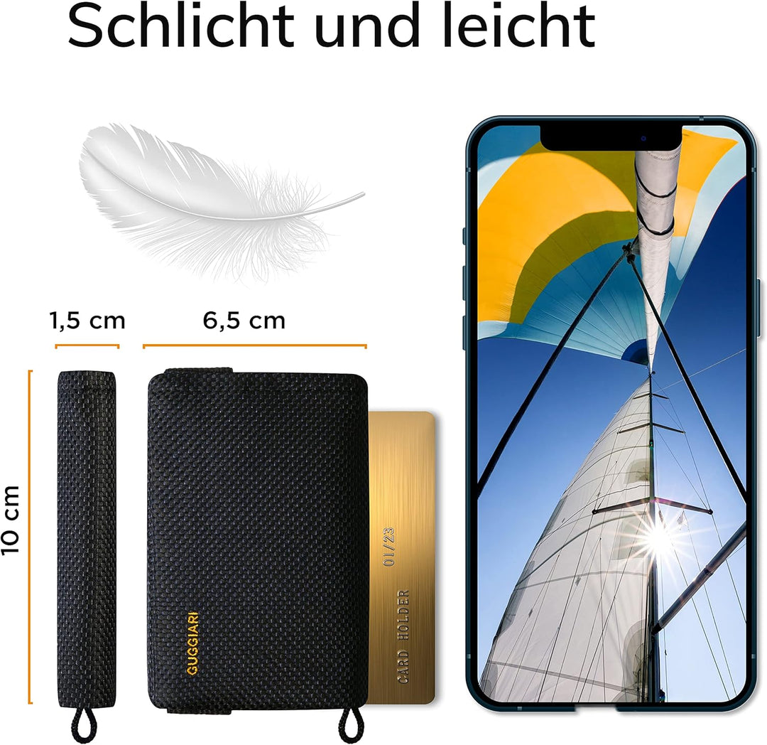 GUGGIARI® Slim Wallet mit RFID Schutz für Kreditkarten-, Bargeld- und Schlüsselhalter - Kartenetui H