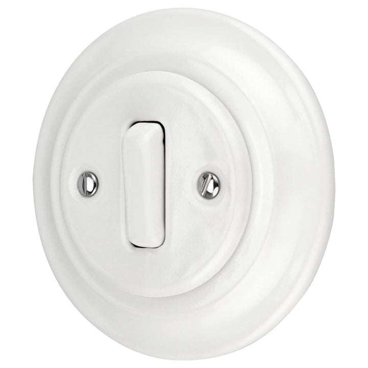 Unterputz Porzellan Retro, Schalter, Wechselschalter, All-in-One, Serie PR1 weiss