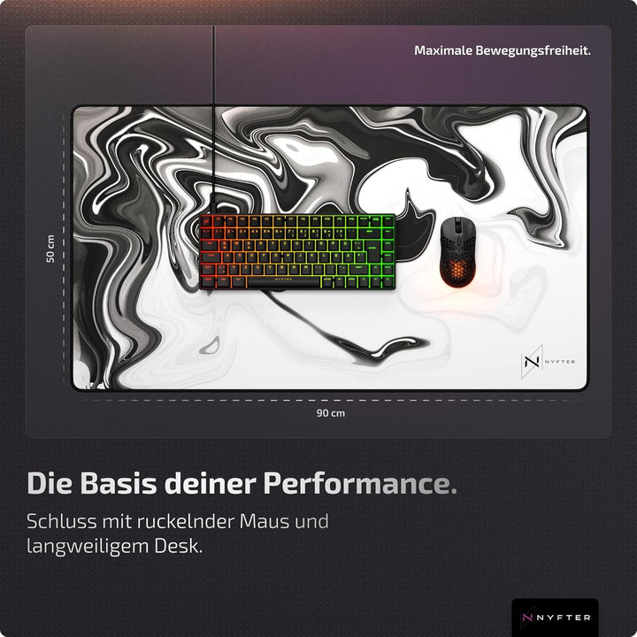Nyfter - Premium XXL Gaming Mauspad Nyfpad 900x500mm Mousepad im Liquid Design Wellenfrei mit extra