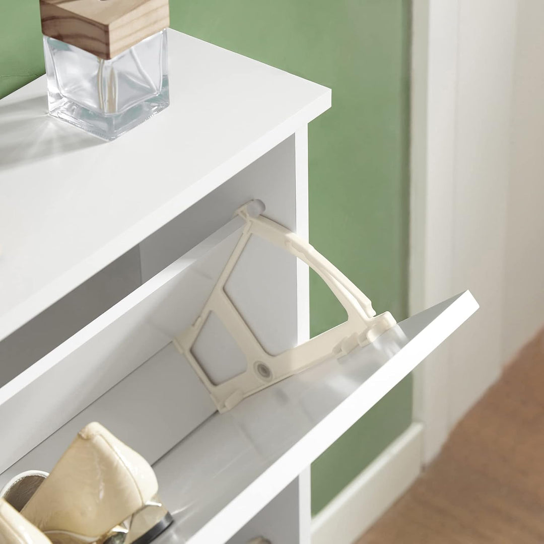 SoBuy Schuhschrank Schmal Schuhkipper Schmal mit 2 Klappen - für bis zu 10 Paar Schuhe, stabil und k