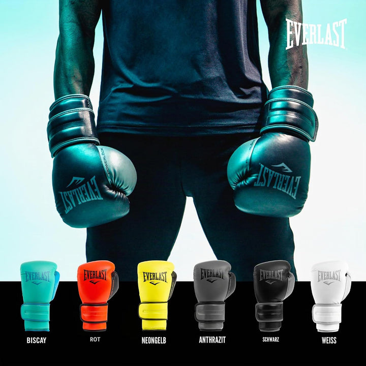 Everlast Unisex – Erwachsene Powerlock 2R Glove Handschuhe Schwarz 16oz, Schwarz 16oz