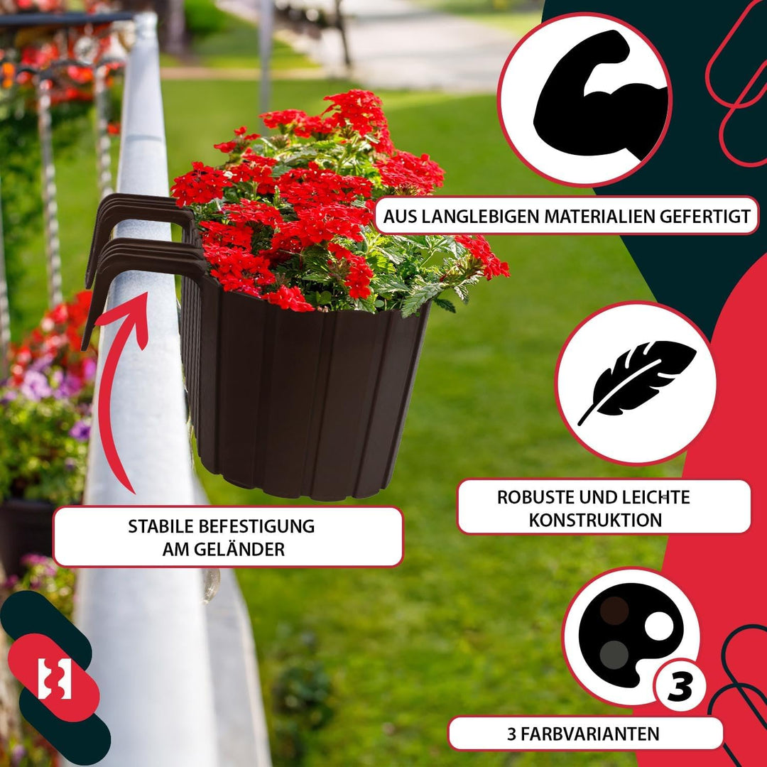 KOTARBAU® 6er Set Blumenkasten für Balkon - 40 x 15 x 15 cm - Blumenkasten für Balkongeländer - Balk