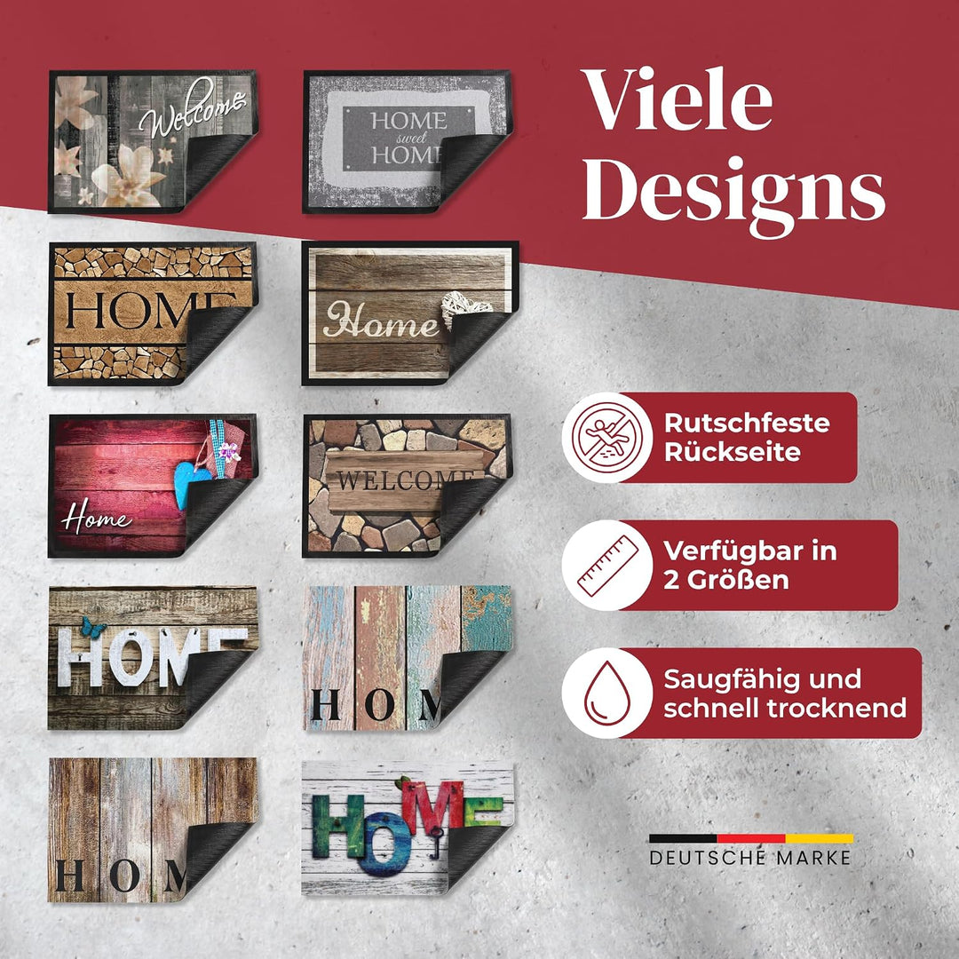 Valia Home Hochwertige Fussmatte 60x80 cm (Large) – Schmutzfangmatte für Innen &amp; Aussen, rutschfest