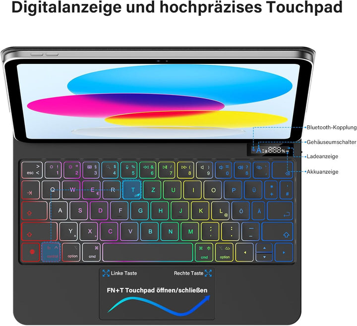 KBCASE Magnetische Tastatur Hülle für iPad A16 11/10 Generation (2025/2022, 11/10.9 Zoll) Magic Tast