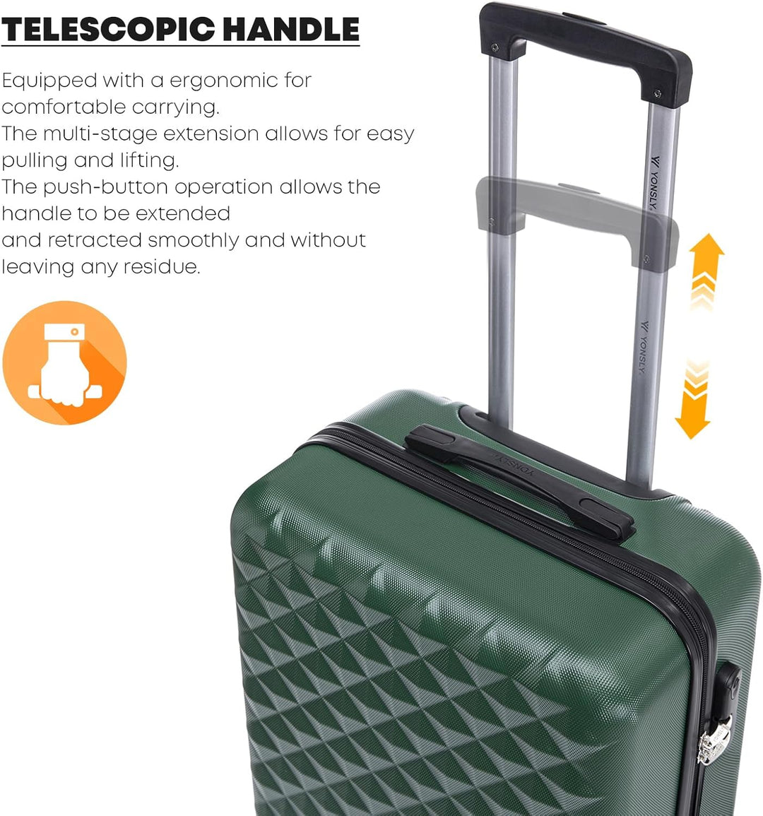 Koffer Suitcase S Dunkelgrün, Trolley Reisekoffer, Kabinenkoffer Rollkoffer Handgepäck mit 4 Rollen