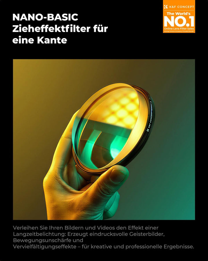 K&F CONCEPT 58mm Einzelbewegungsunschärfe-Effektfilter Optisches Glasprisma Spezialeffekt-Kameraobje