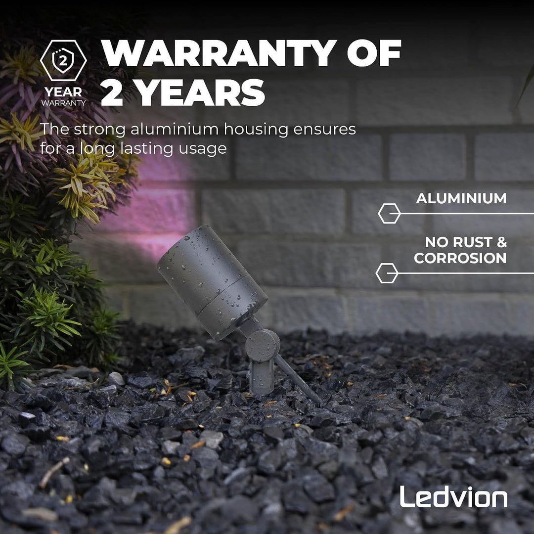 Ledvion - 9X SMART Wifi LED Strahler, Anthrazit Aluminium, IP65, 5W, RGBWW, 1 Meter Kabel, LED Strah