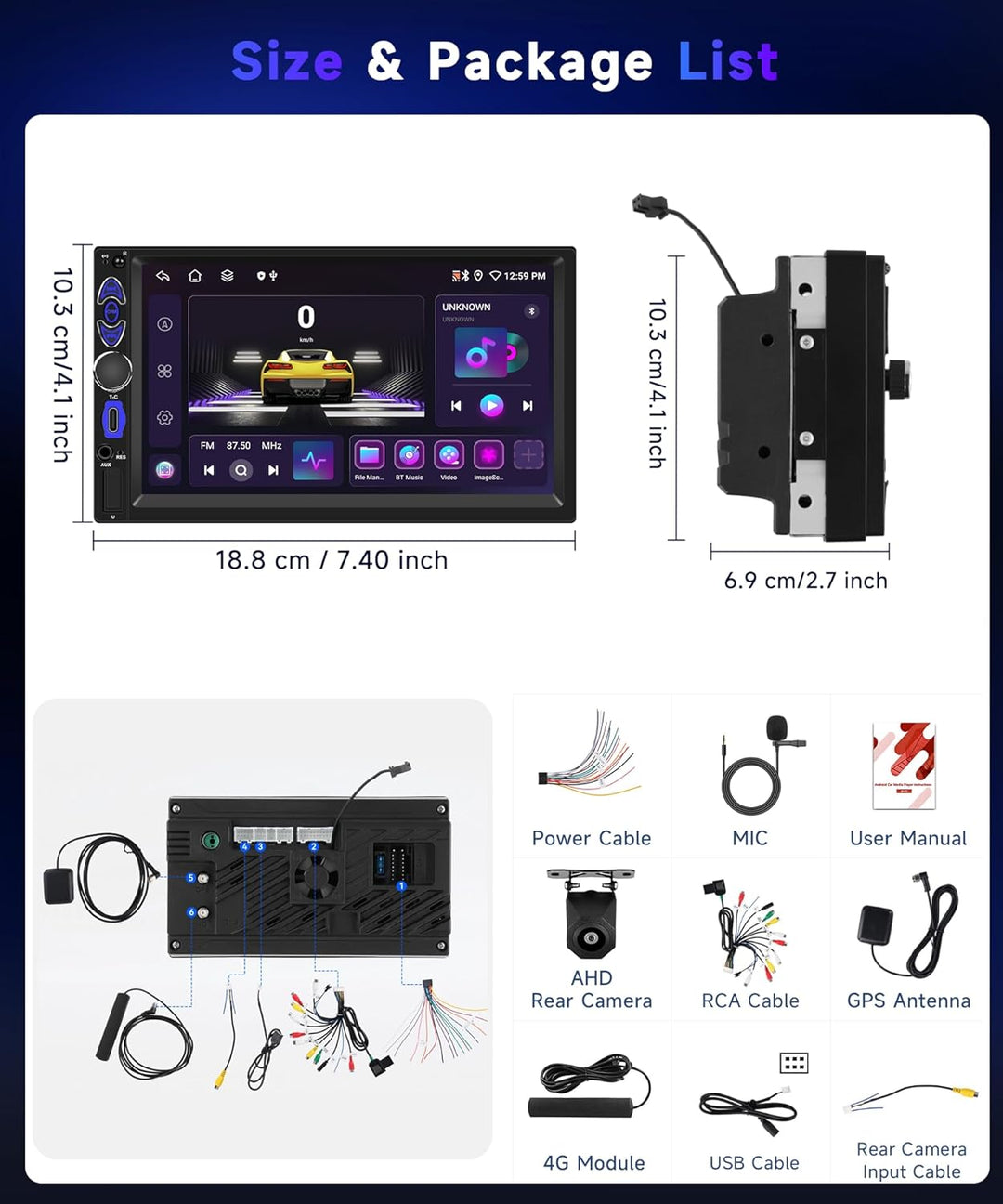 VECHTEL 4G+64G Android 15 Autoradio 2 Din mit Drahtlos Carplay Android Auto, 7 Zoll HD Touchscreen m
