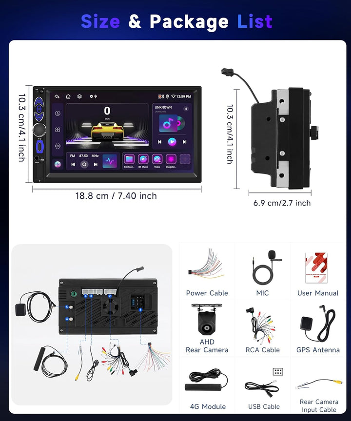 VECHTEL 4G+64G Android 15 Autoradio 2 Din mit Drahtlos Carplay Android Auto, 7 Zoll HD Touchscreen m