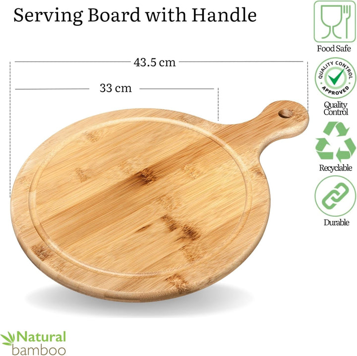 WILMAX | SERVIERBRETT MIT GRIFF 43,5 X 33 CM | Tablett Holz | Bambus Serviertablett | Schneidebrett