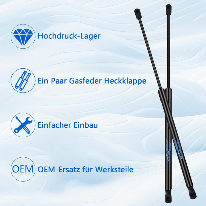 2Pcs Gasfeder Heckklappendämpfer für VW Polo 6R 6C 1.2L Schrägheck 2011-2014, für VW Polo 6R 1.2L-2.