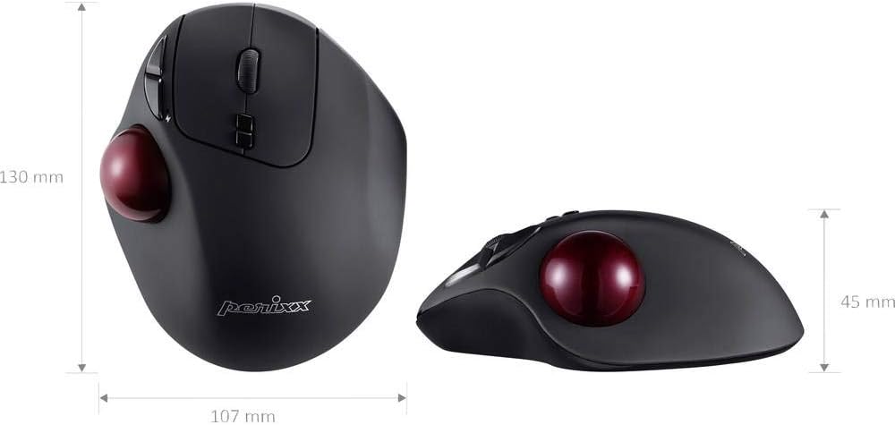 Perixx PERIMICE-717 Kabellose Programmierbare Trackball Maus - 34mm Trackball - 400/1000 DPI - 7 Tas