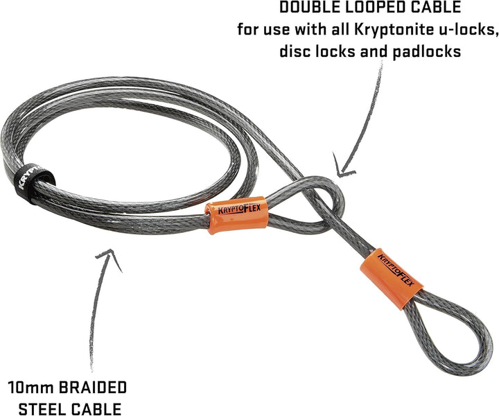 Kryptonite New York LS Fahrradschloss, robust, U-Form New-U 2017 Schloss + Schlaufenkabel 213 cm, Ne