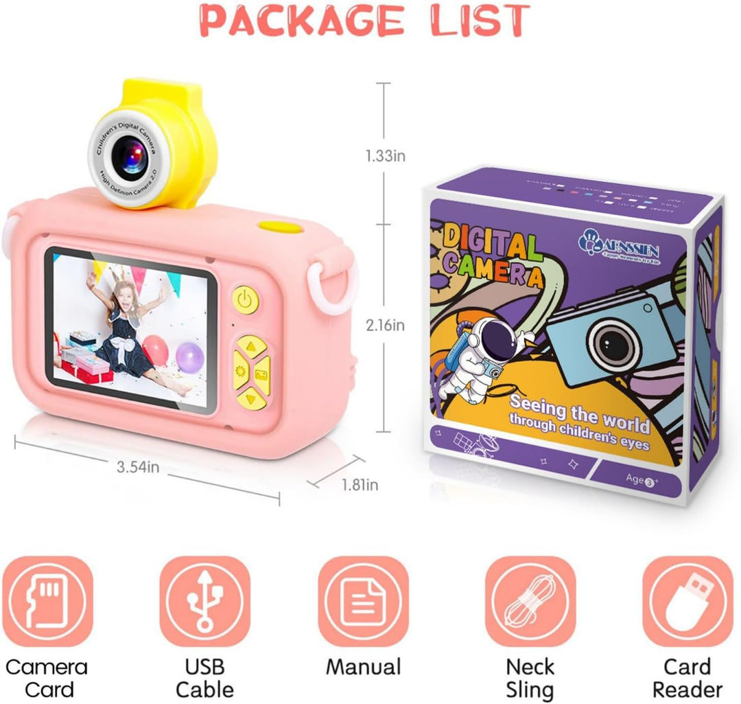 ARNSSIEN Digitalkamera für Kinder Kamera,2,4" IPS Kinderkamera mit 180°Flip | 1080P videokamera &amp; Se
