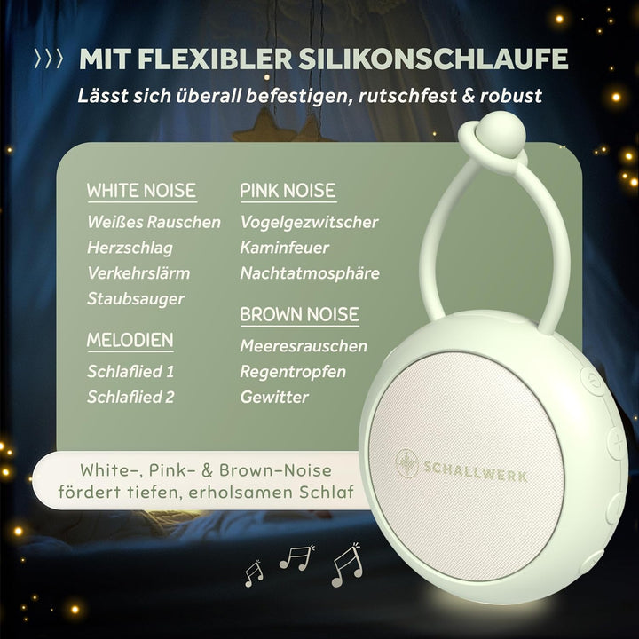 Schallwerk ® White Noise Machine Baby – Einschlafhilfe für Babys &amp; Erwachsene mit weissem Rauschen,