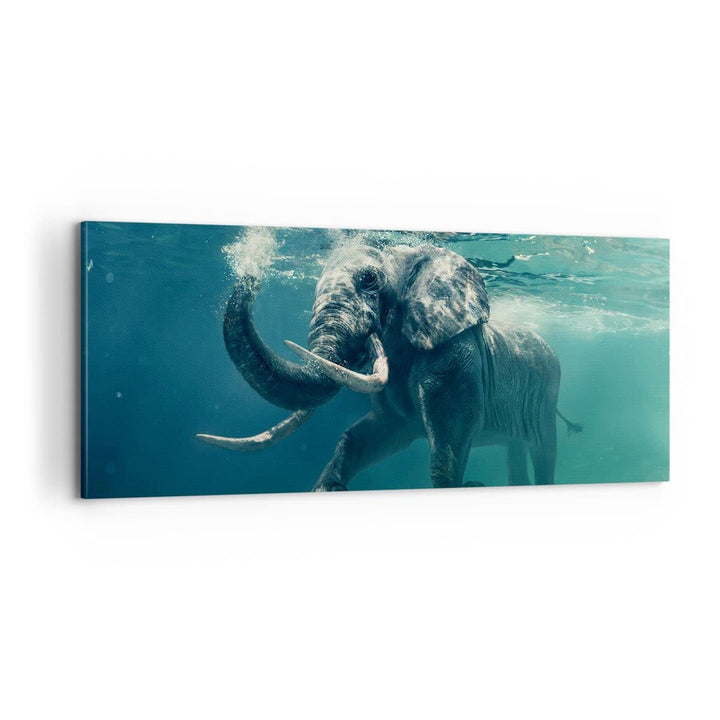 Panorama Bilder auf Leinwand 100x40cm Leinwandbild Elefant Tier Wasser Gross Wanddeko Bild Schlafzim
