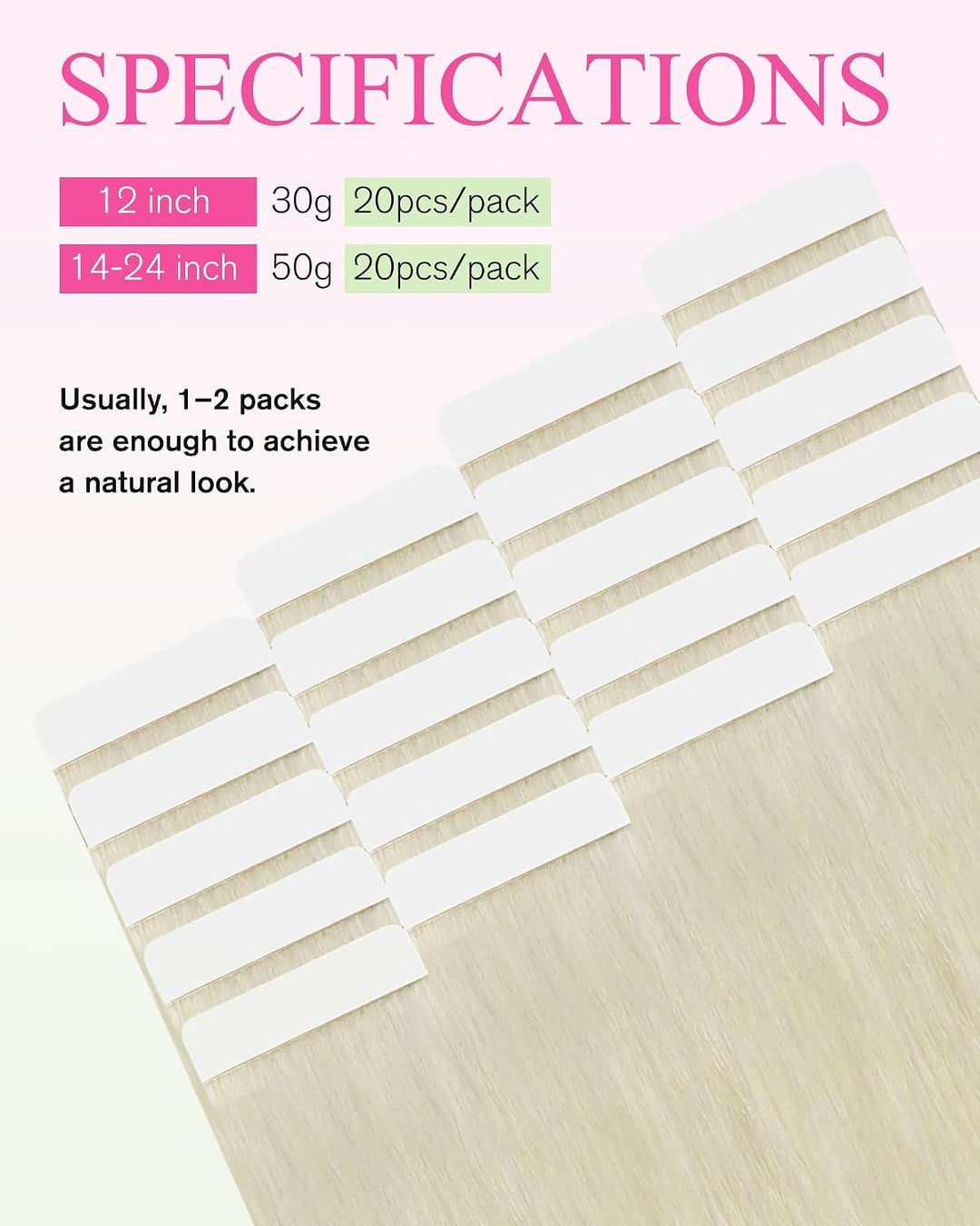 YoungSee 50g Echthaar Extensions Tape Platinblond 35cm Tape Extensions Echthaar Blond Invisible Tape