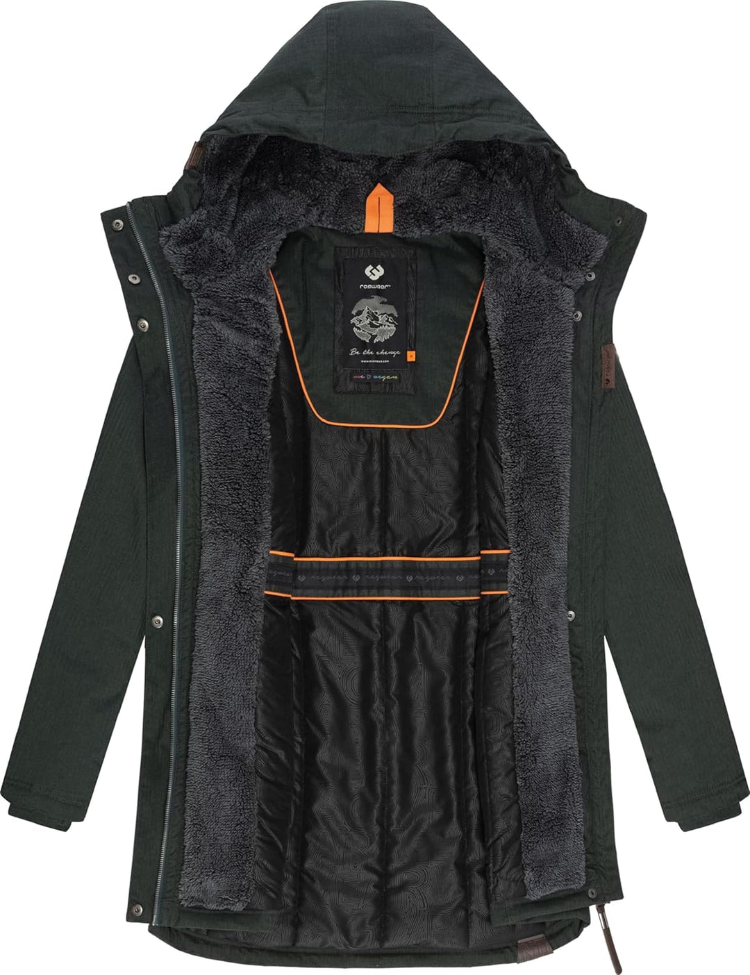 Ragwear Damen Wintermantel warm gefütterter Parka lang wasserdicht mit Kapuze Elsie Melange XS-6XL X