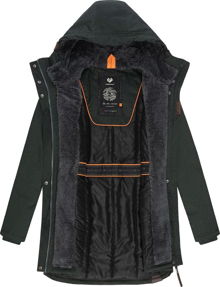 Ragwear Damen Wintermantel warm gefütterter Parka lang wasserdicht mit Kapuze Elsie Melange XS-6XL X