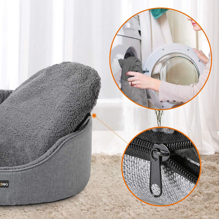 Feandrea Hundebett, Hundekorb, Wendekissen, 92 x 72 x 28 cm, grau PGW33GG Grau L 92 x B 72 x H 28 cm