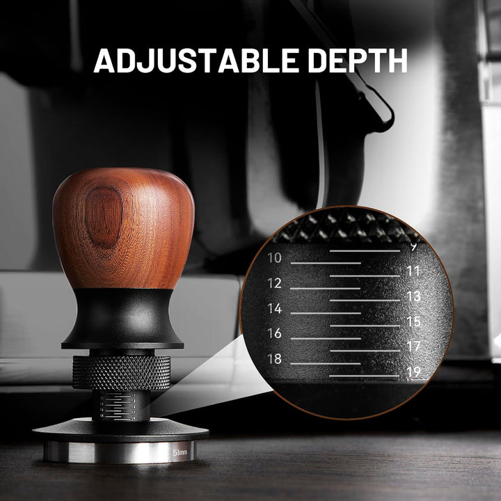 VINATO Kaffee Tamper 53.3mm – Professioneller Espresso Tamper Mit Walnussgriff, 304 Edelstahlbasis,