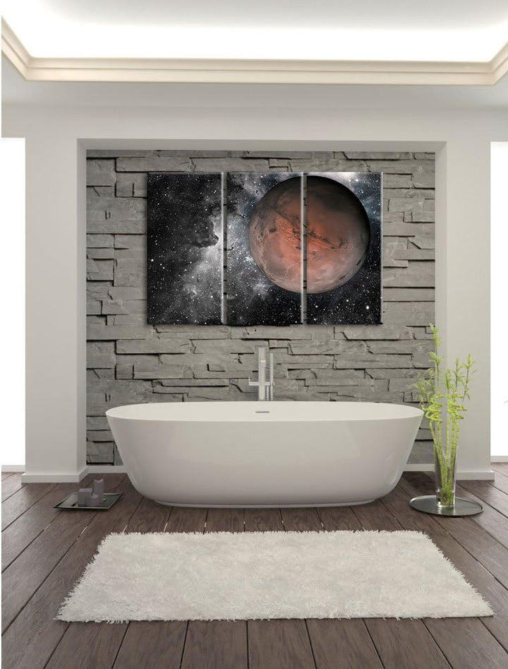 Pixxprint Mars im Weltall als Leinwandbild/Grösse: 3 Teilig (120x80 cm) cm/Wandbild/Kunstdruck/ferti