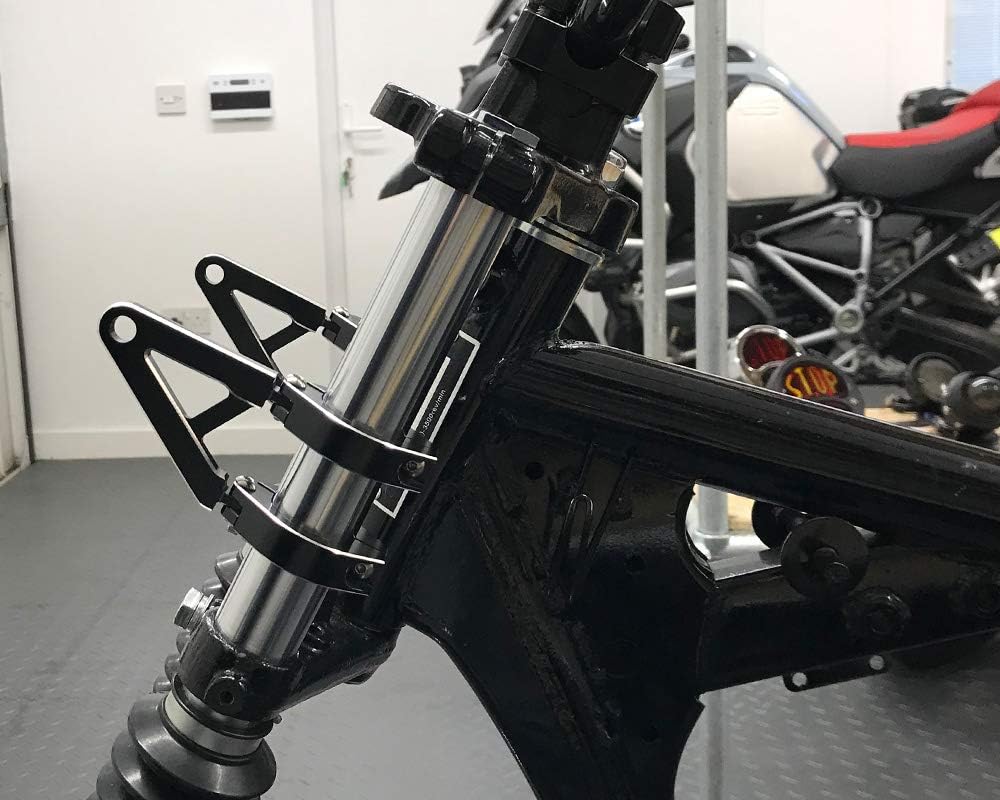 Motorrad Scheinwerfer-Halter mit Kurzen Arme für Massgefertigt Projekt Motorrad - Schwarz, 48-49mm,
