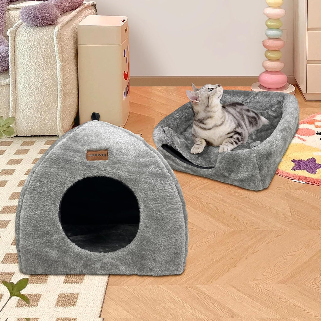 Katzenhöhle für Drinnen Katzenzelt mit Waschbarem Plüschkissen Weiches und Flauschiges Katzenhaus Kl