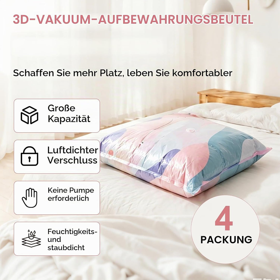 Vakuumbeutel ohne pumpe,4 Pcs (2 * 80 x100x40cm, 2 * 70x50x30cm).2026 New Vakuumbeutel Wiederverwend