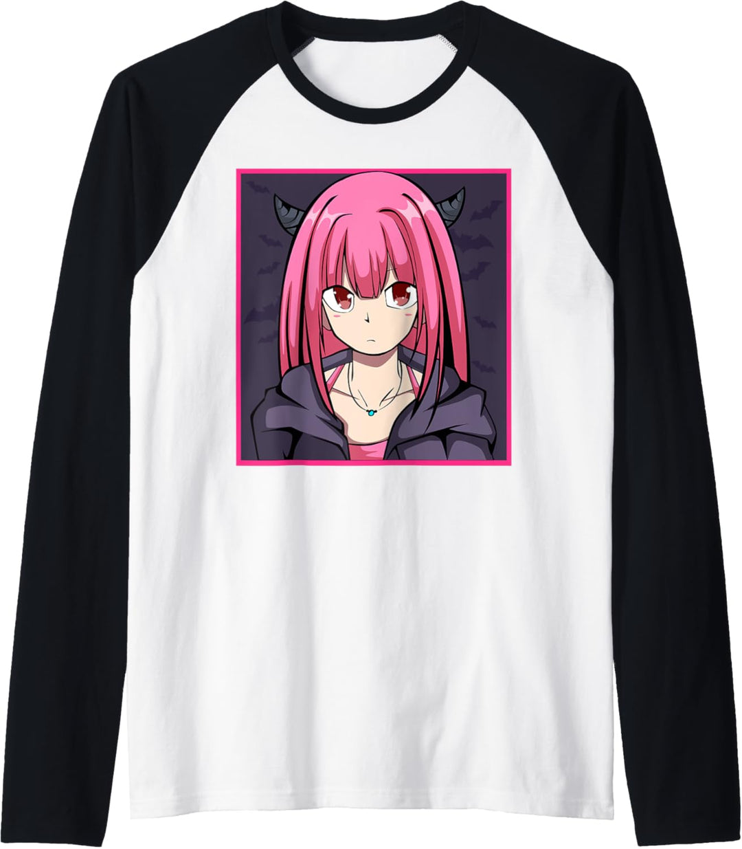 Anime-Teufelsmädchen, niedliches Kawaii-Design Raglan