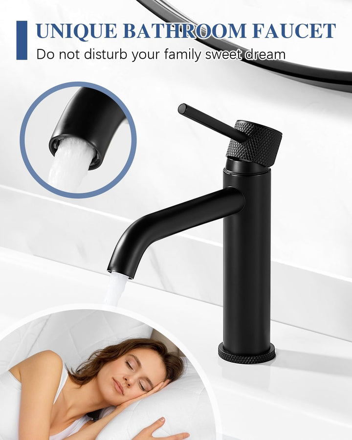 Wasserhahn Bad Waschtischarmatur Schwarz, Waschbecken Armatur Badezimmer, Einhebelmischer Mischbatte